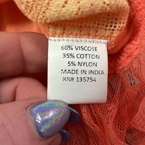 Young Threads anthropology coral lace netted belle sleeve top - Picture 6 of 11